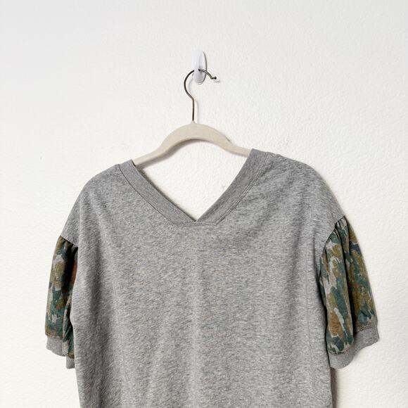 [Anthropologie] Daily Practice Puff Sleeve Camo Print V-Neck Top NWT Sz Small S - Picture 5 of 12